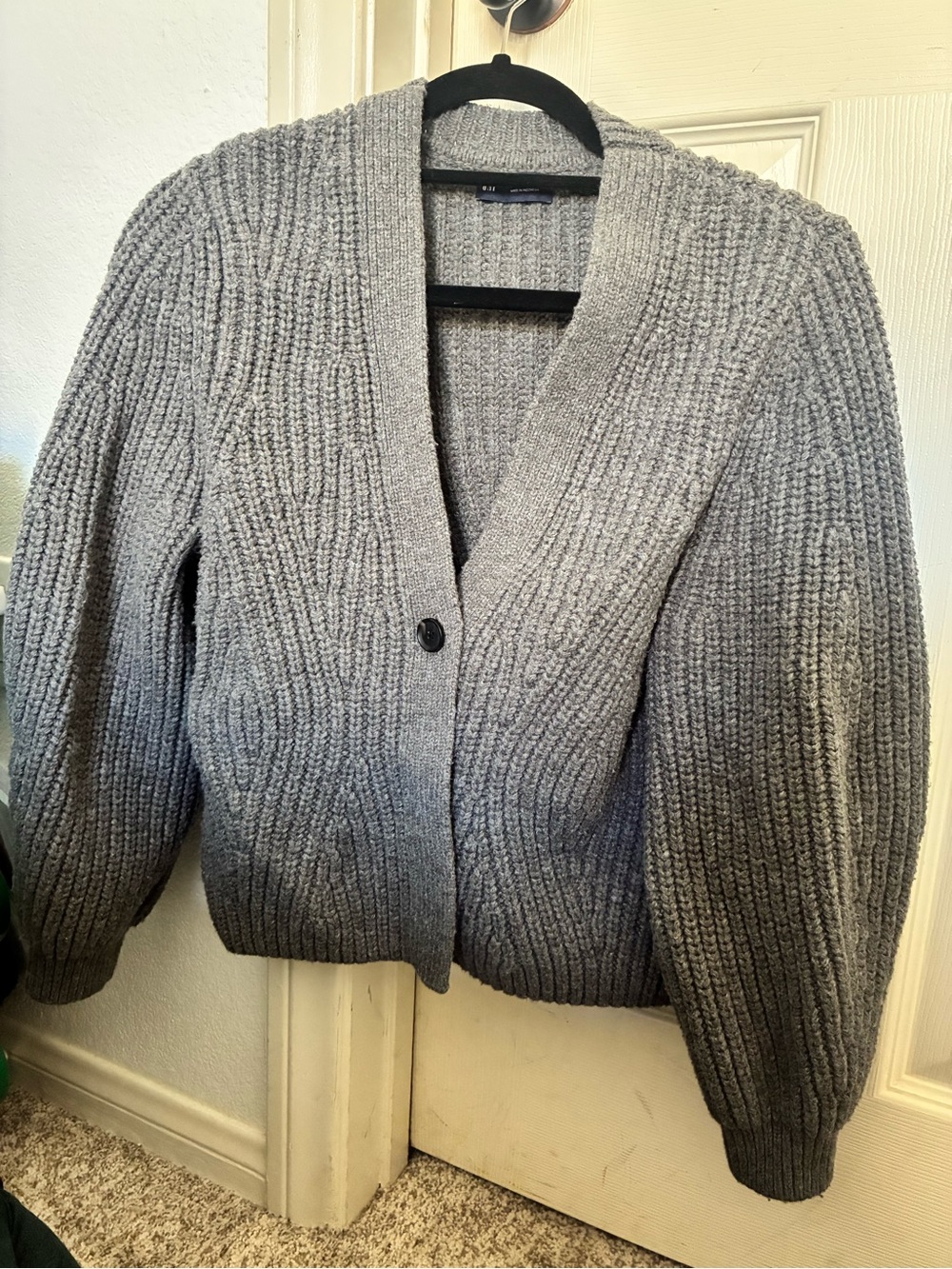 GAP Gray Ribbed Open-Front Cardigan